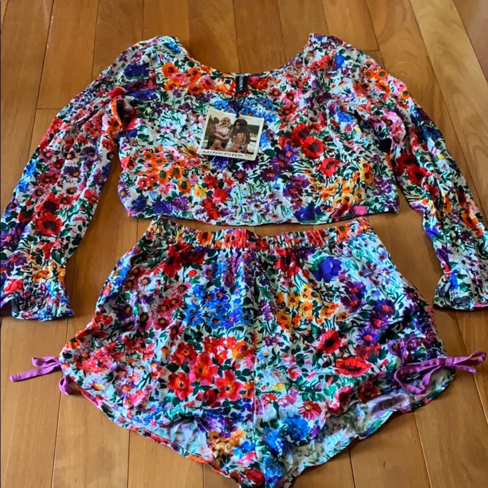 Minkpink floral top and shorts set - xs